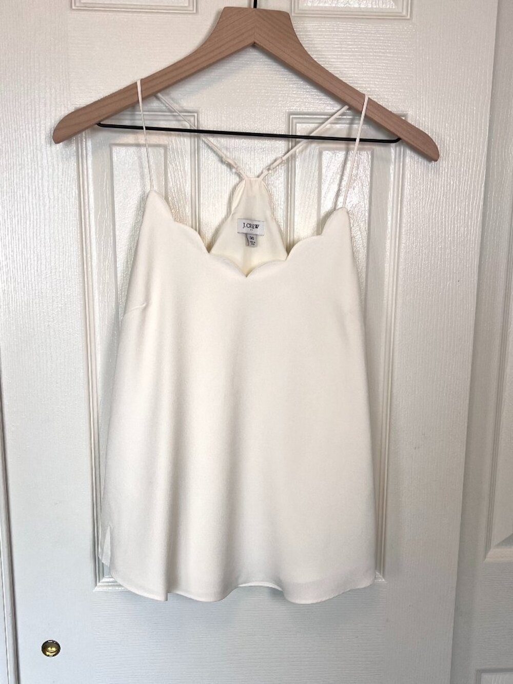 J Crew  Factory Size Ivory Scalloped Adjustable Strap Lined Cami Size 00